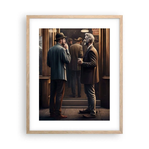 Plakat i ramme af lyst egetræ - Et godt øjeblik på dagen - 40x50 cm