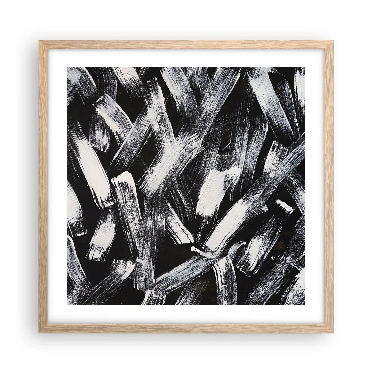 Plakat i ramme af lyst egetræ - Abstraktion i den industrielle ånd - 50x50 cm