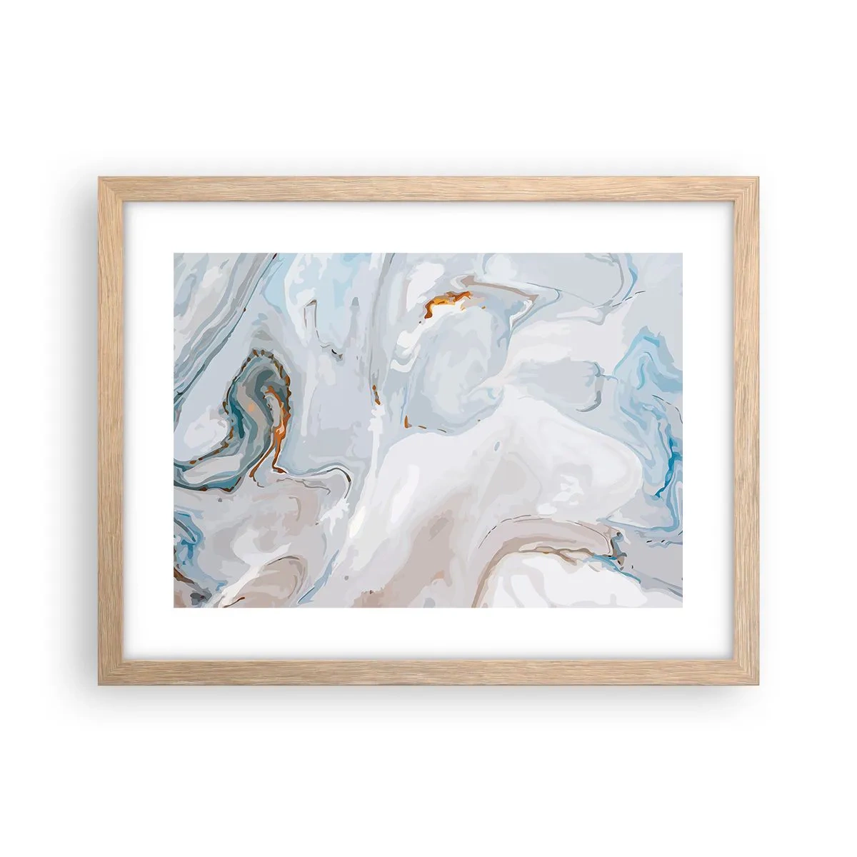 Plakat i ramme af lyst egetræ - Hvid opløftet - 40x30 cm