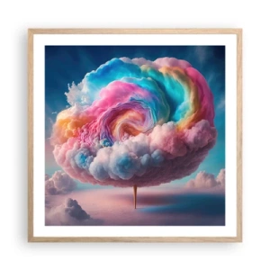 Plakat i ramme af lyst egetræ - En drøm om en forlystelsespark - 60x60 cm