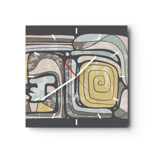 Vægur, Uret - Abstraktion i en præcolumbiansk ånd - 30x30 cm