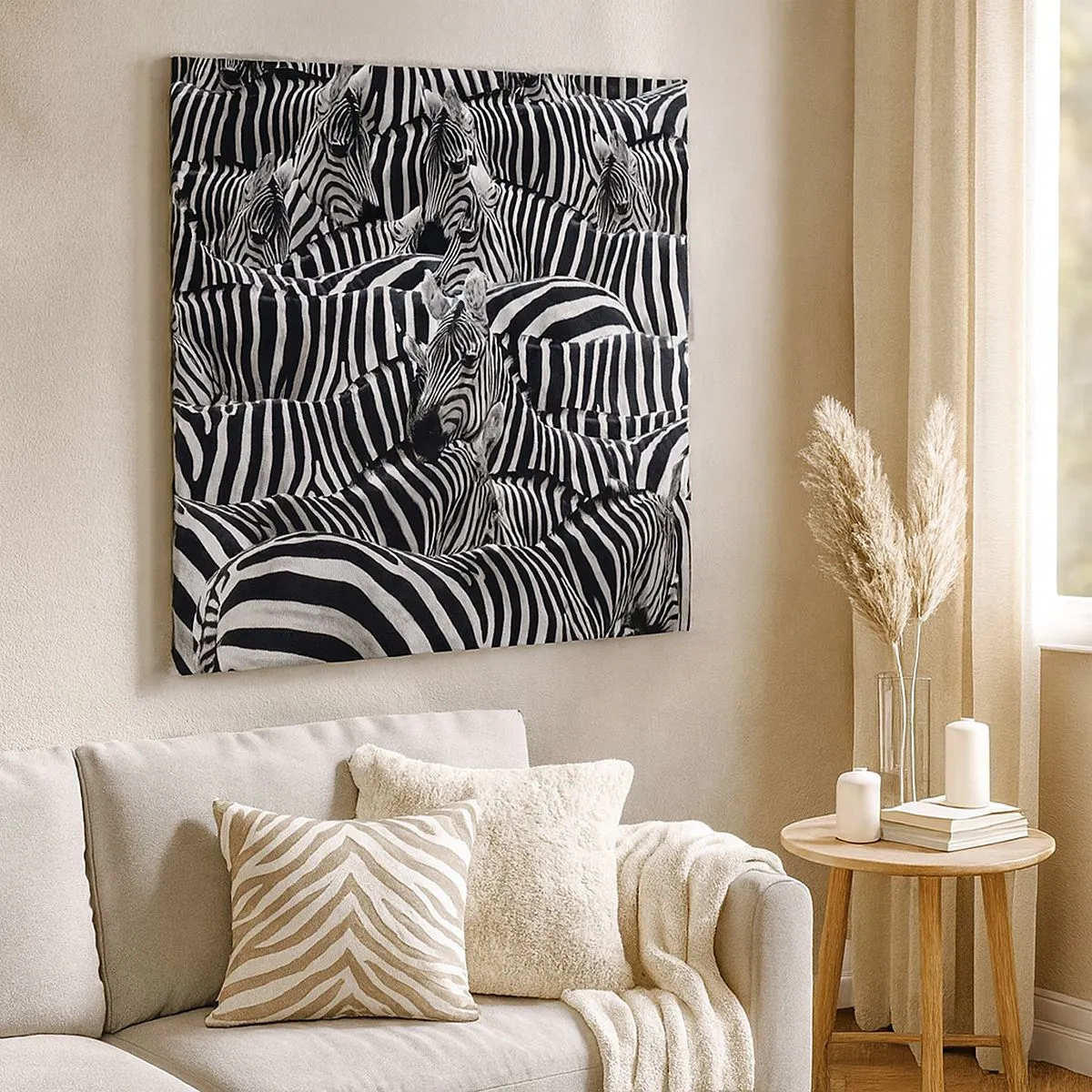 Lærredstryk - Billede på lærred - Stribet gruppeportræt - 30x30 cm