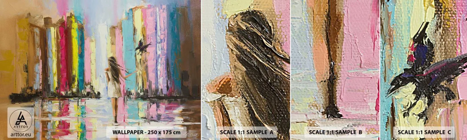 Prøve Fototapet Selvklæbende Deluxe Sticker - Følg mig - Abstraktion, Pige, Kvinde - 100x30 cm