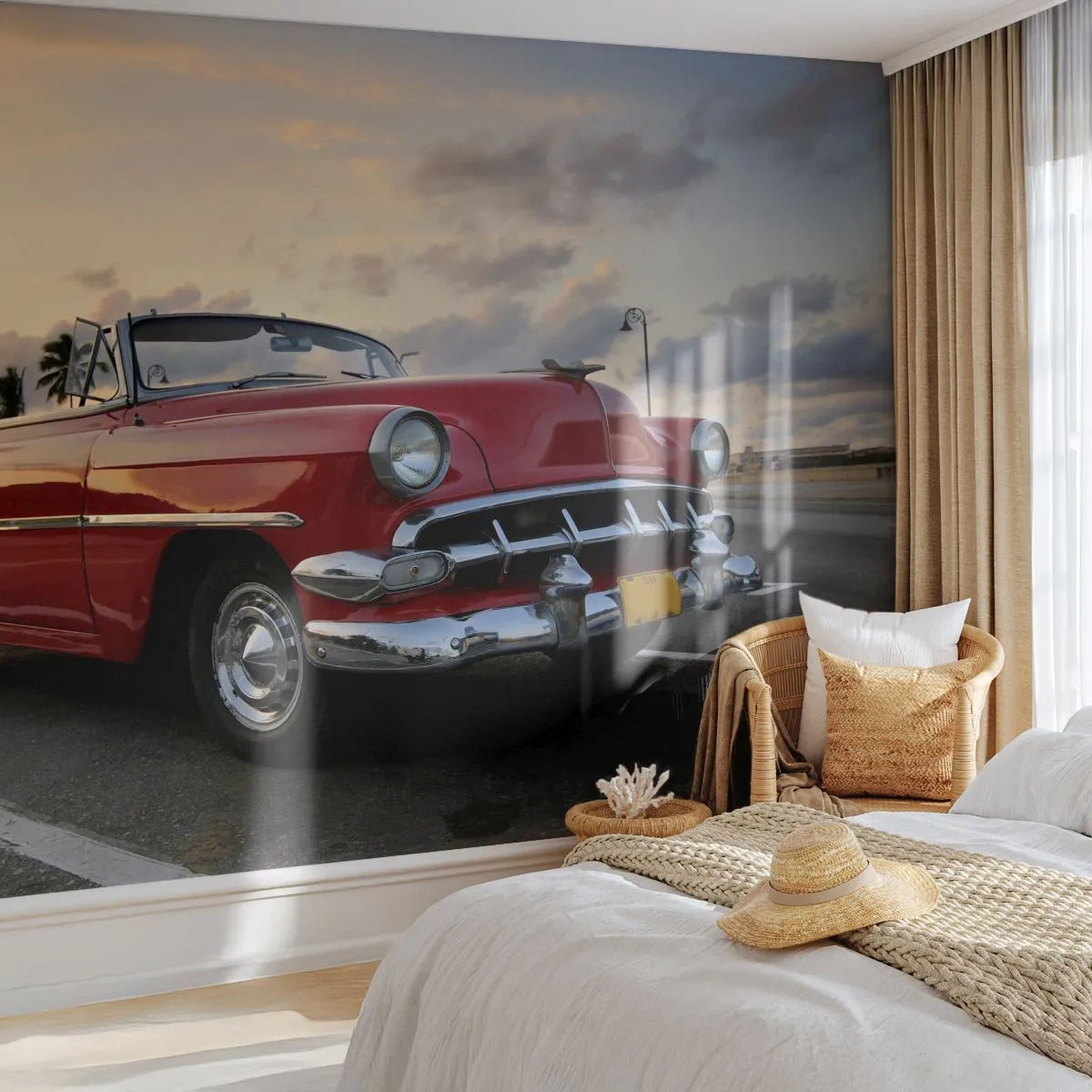 Fototapet Premium Sand - Den røde varme i troperne - Bil, Automotive, Årgang - 100x70 cm