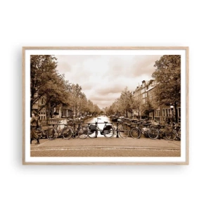 Plakat i ramme af lyst egetræ - Hollandsk atmosfære - 100x70 cm
