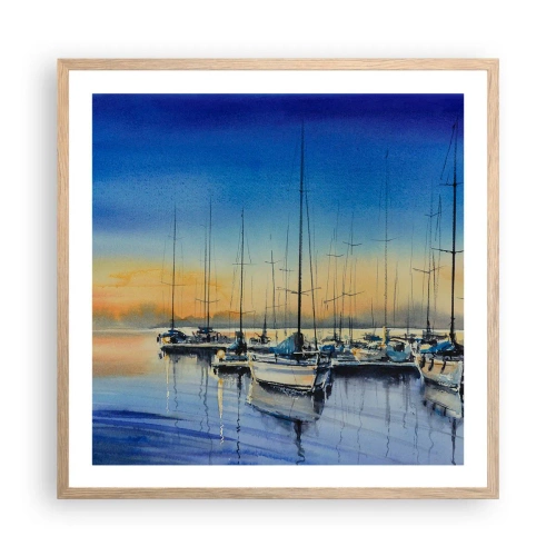 Plakat i ramme af lyst egetræ - Slutningen på en god dag - 60x60 cm