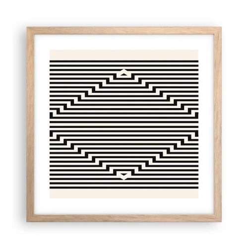 Plakat i ramme af lyst egetræ - Geometrisk illusion - 40x40 cm