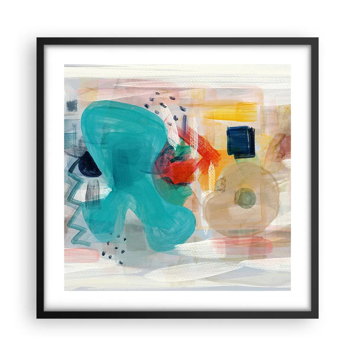 Plakat i sort ramme - Et farverigt spil - 50x50 cm