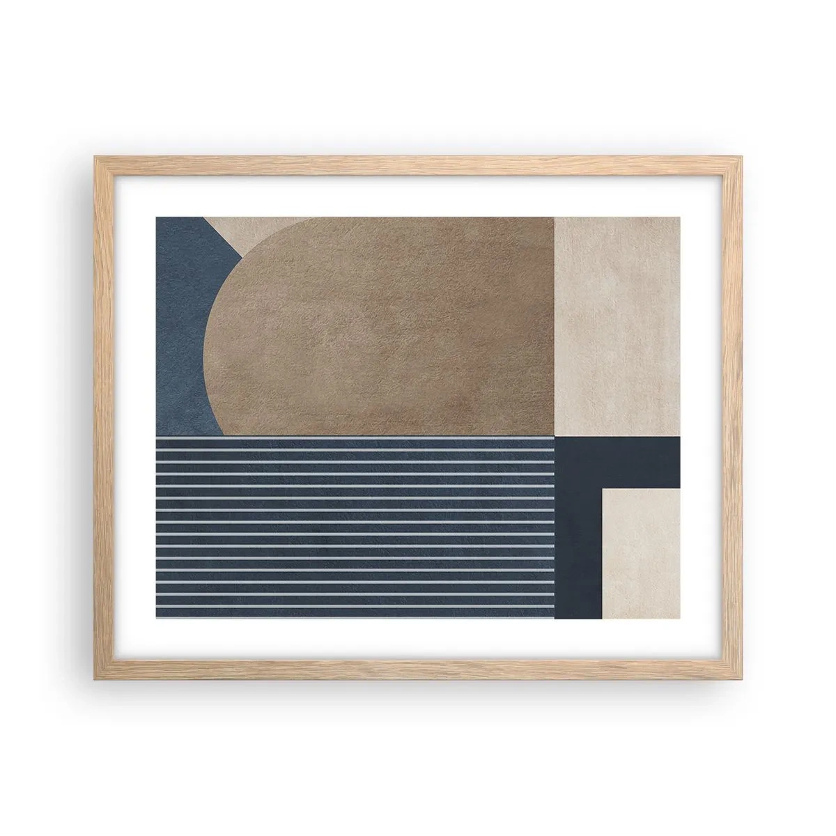 Plakat i ramme af lyst egetræ - En komposition af enkelhed og rundhed - 50x40 cm