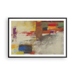 Plakat i sort ramme - Geometri af farver - 91x61 cm