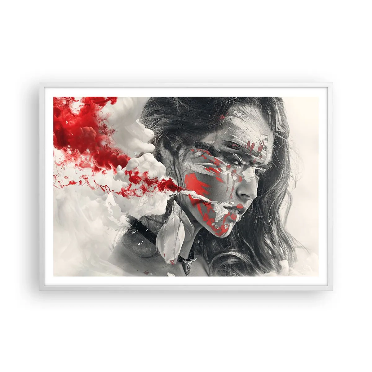 Plakat i hvid ramme - I det absurdes damp - 100x70 cm