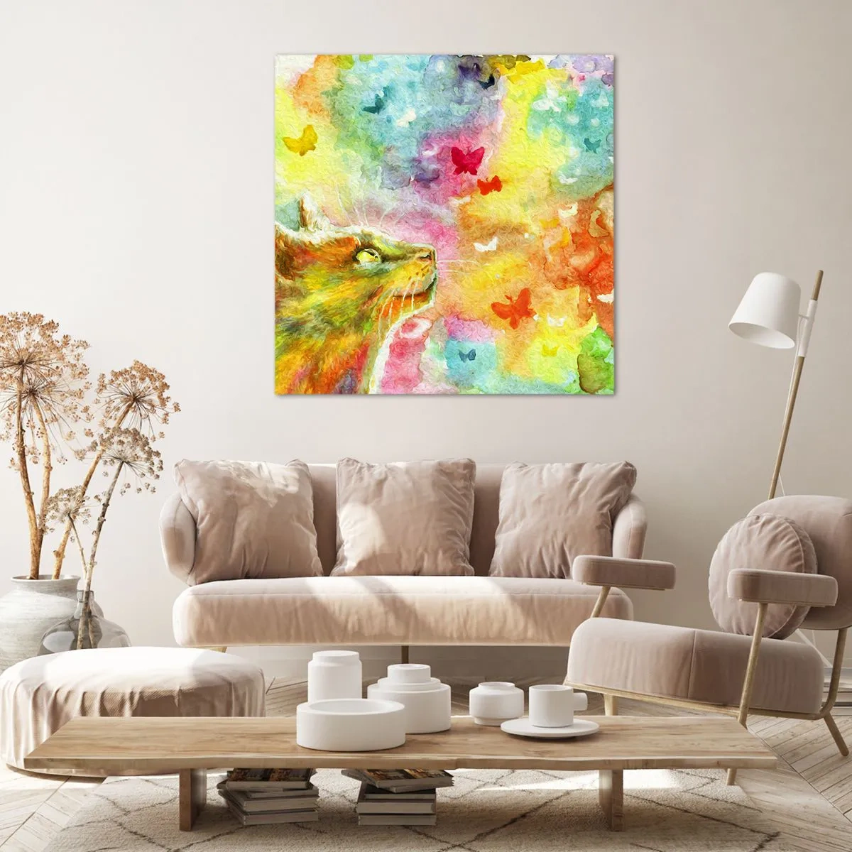 Lærredstryk - Billede på lærred - Kattens høje himmel - 40x40 cm