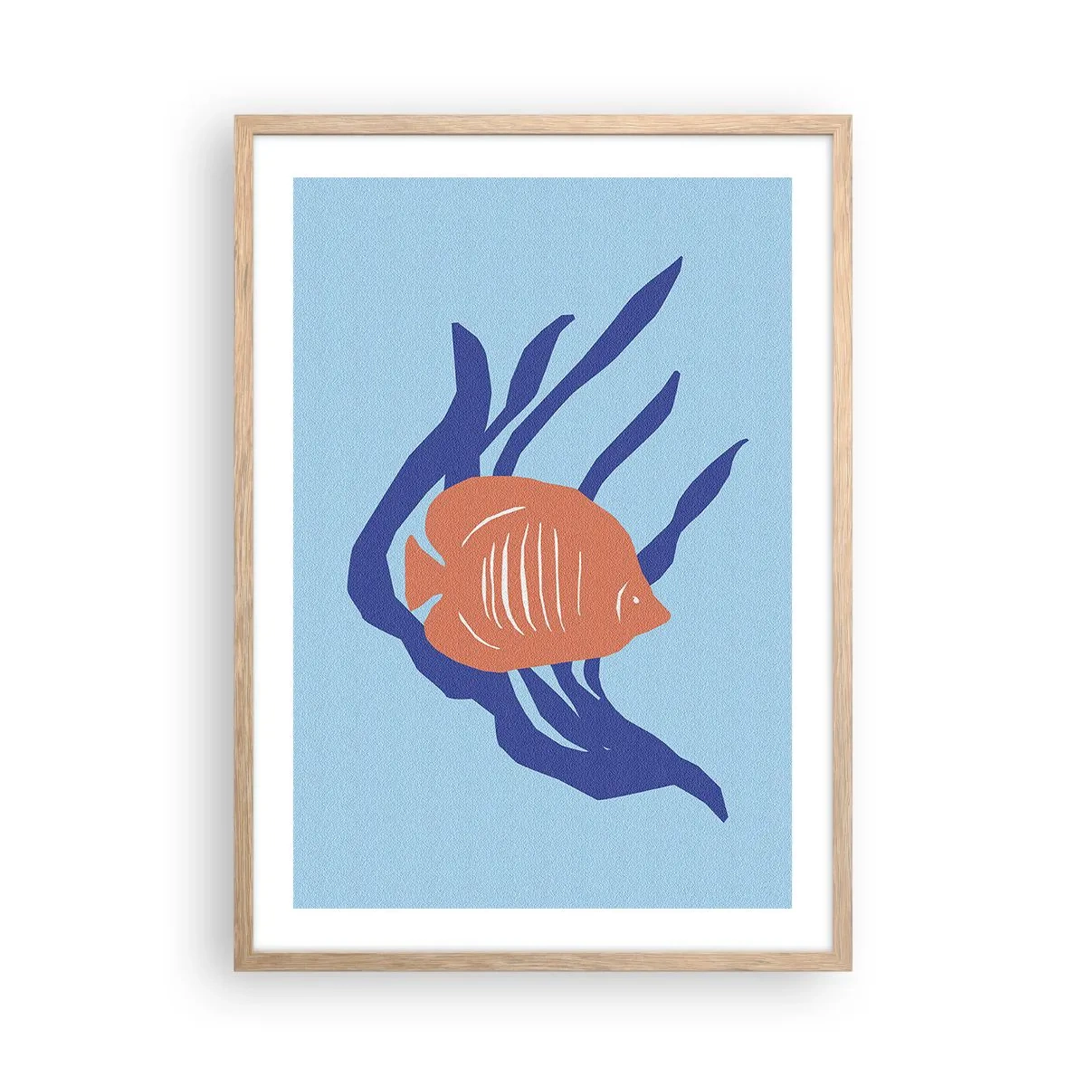 Plakat i ramme af lyst egetræ - Koralvandsbeboer - 50x70 cm