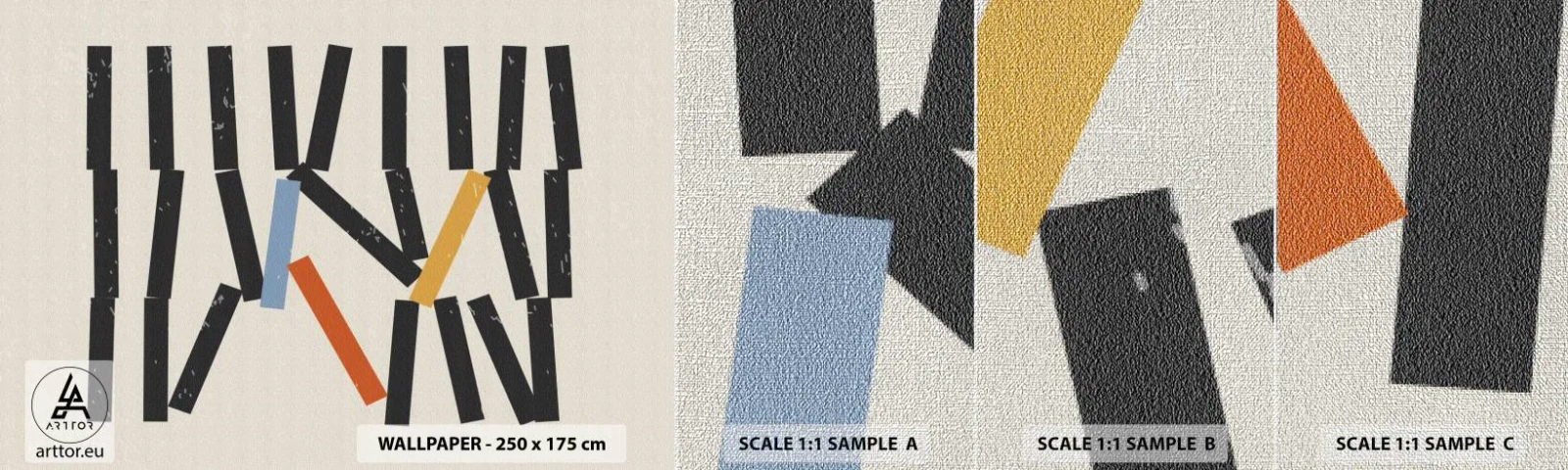 Prøve Fototapet Premium Canvas - Dominoer - komposition - Minimalisme, Hipster, Nutidige - 100x30 cm