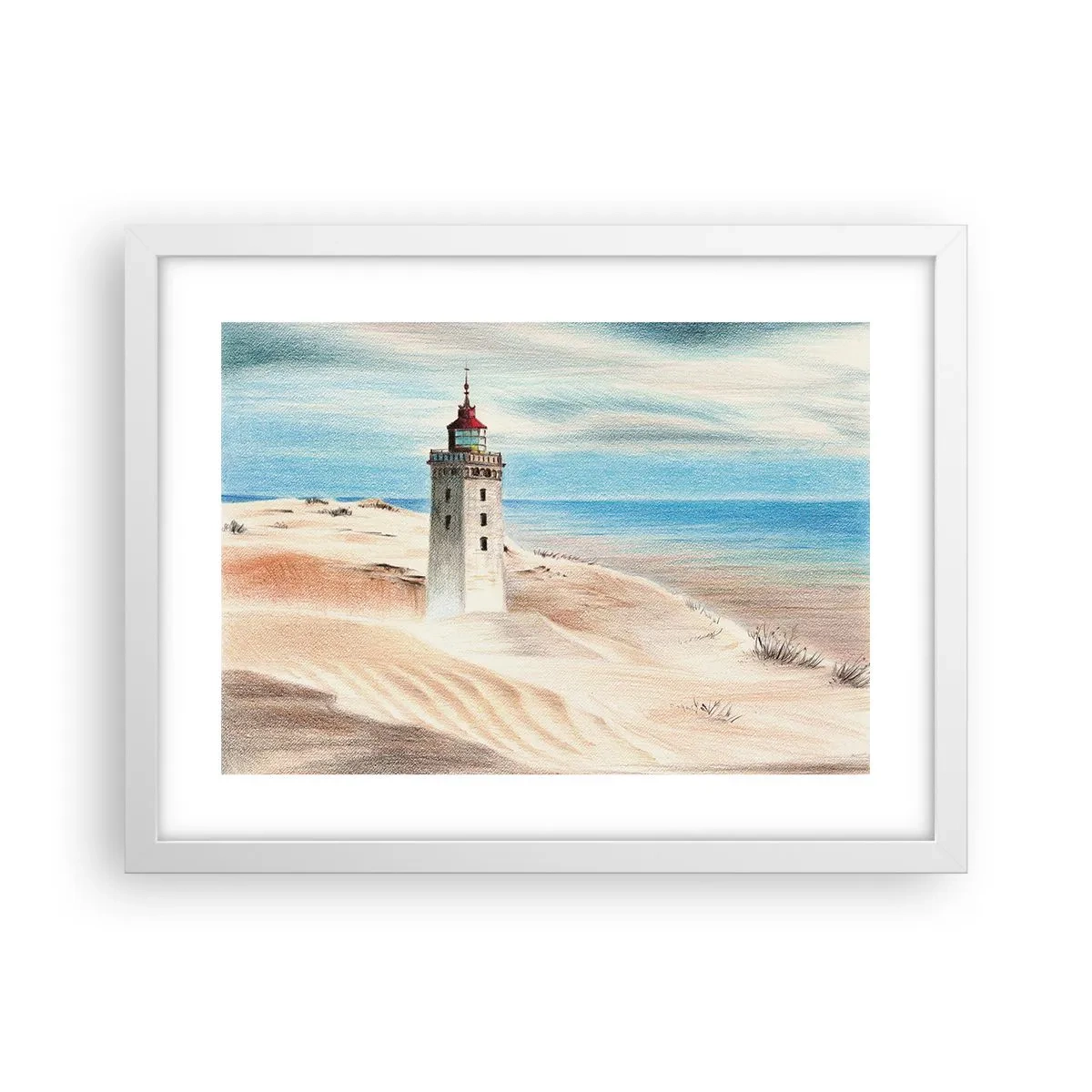 Plakat i hvid ramme - Altid med blikket rettet mod havet - 40x30 cm