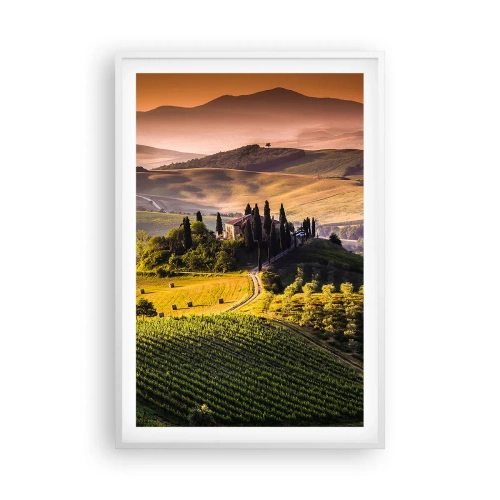 Plakat i hvid ramme - Arcadia - Det toscanske landskab - 61x91 cm