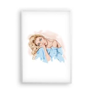 Plakat i hvid ramme - Drømmende i blåt - 61x91 cm