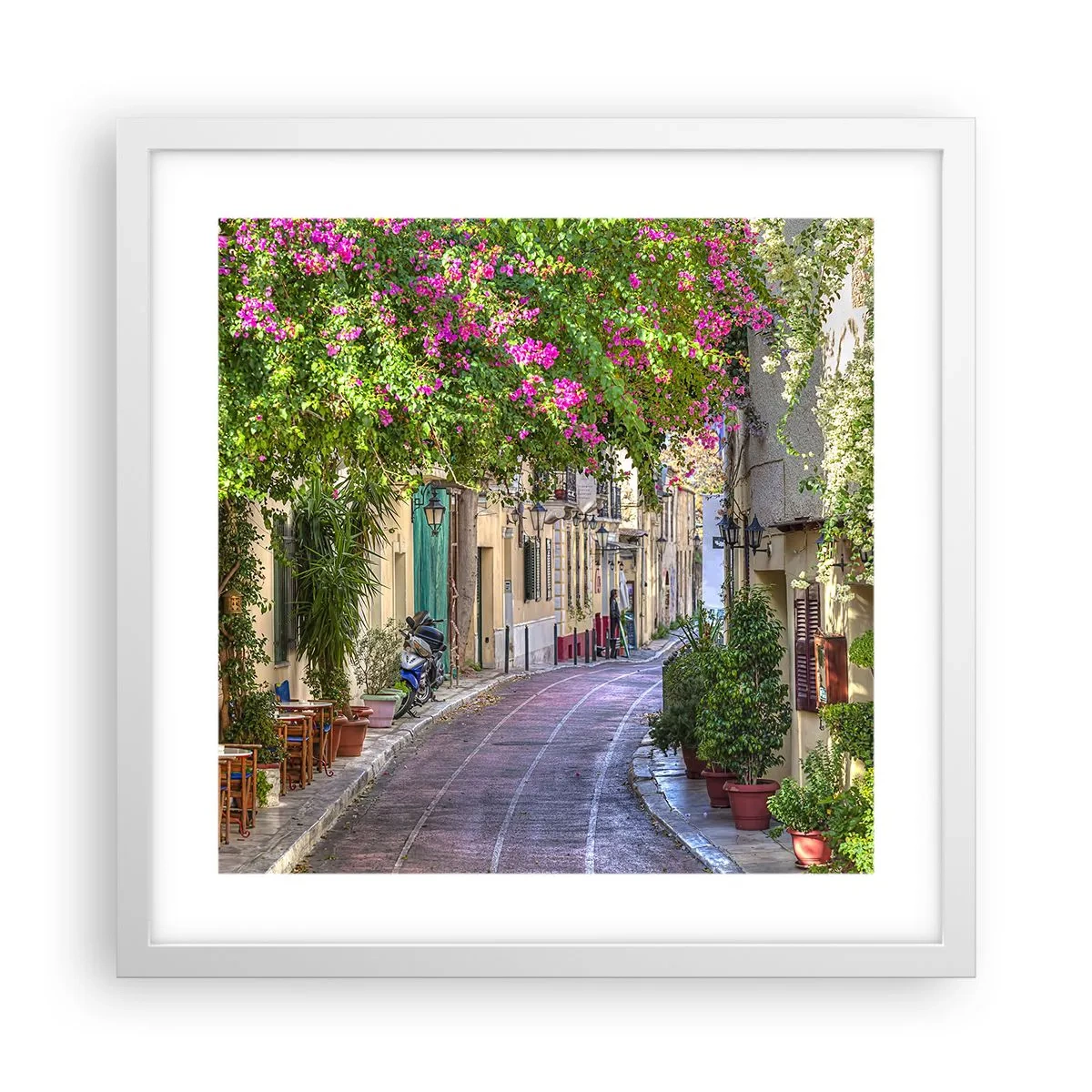 Plakat i hvid ramme - En blomstrende gyde - 40x40 cm
