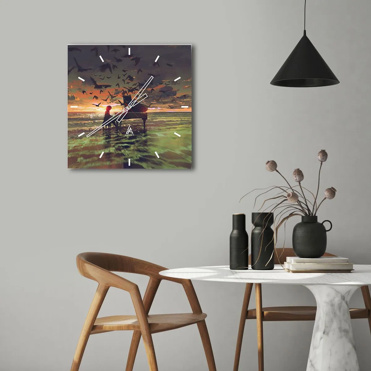 Vægur, Uret - Koncert for klaver og bølger - 40x40 cm