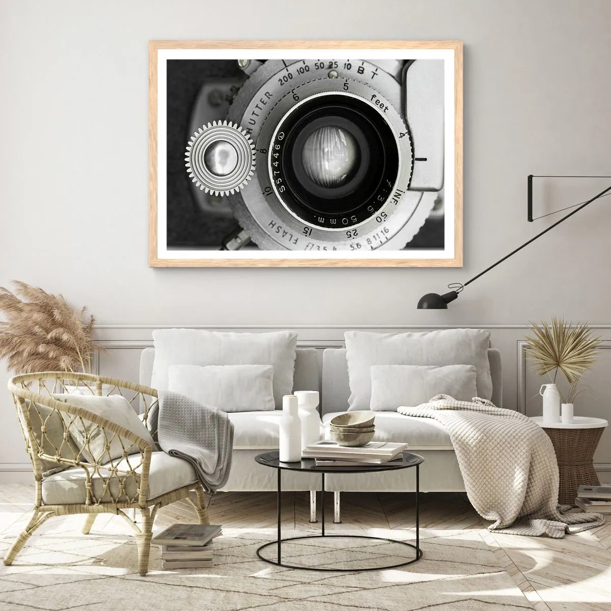 Plakat i ramme af lyst egetræ - Historien om Hollywood - 91x61 cm