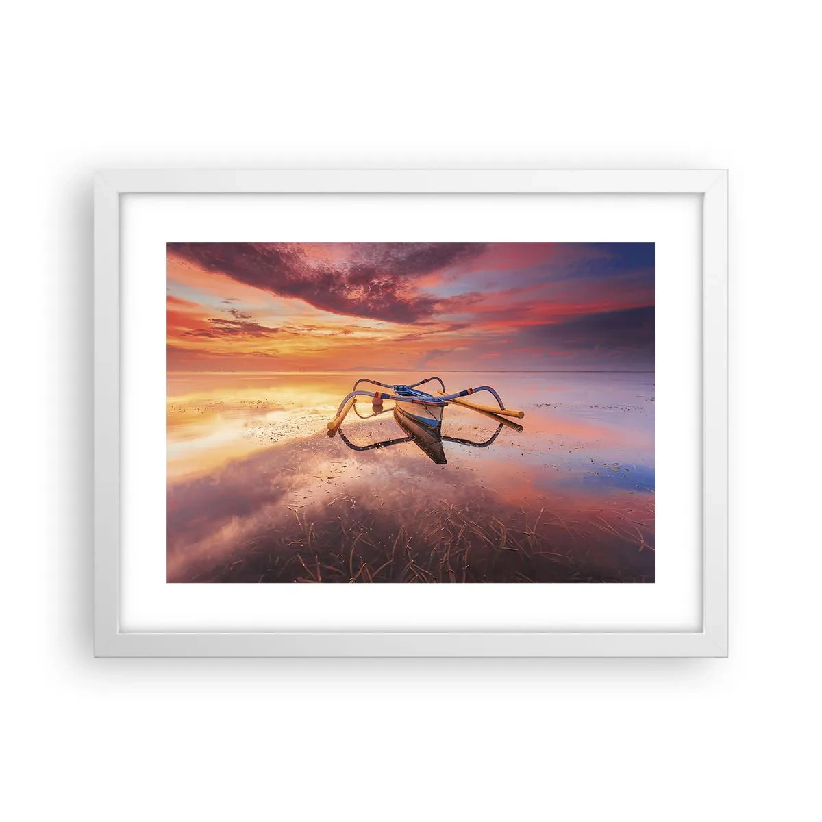 Plakat i hvid ramme - Roen ved en tropisk aften - 40x30 cm