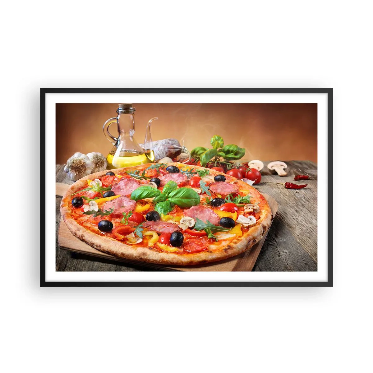 Plakat i sort ramme - Med en ægte italiensk smag - 91x61 cm