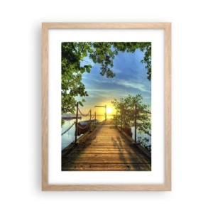 Plakat i ramme af lyst egetræ - Mod vest ved vandet - 30x40 cm