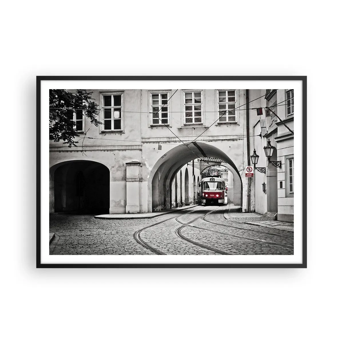 Plakat i sort ramme - Gennem byens labyrint - 100x70 cm