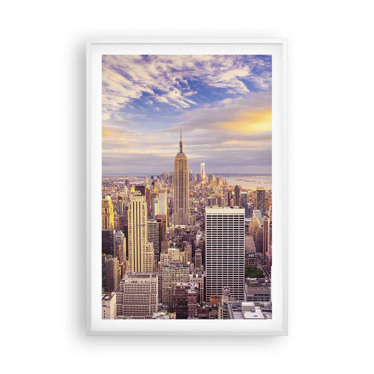 Plakat i hvid ramme - Ræk ud efter skyerne selv - 61x91 cm