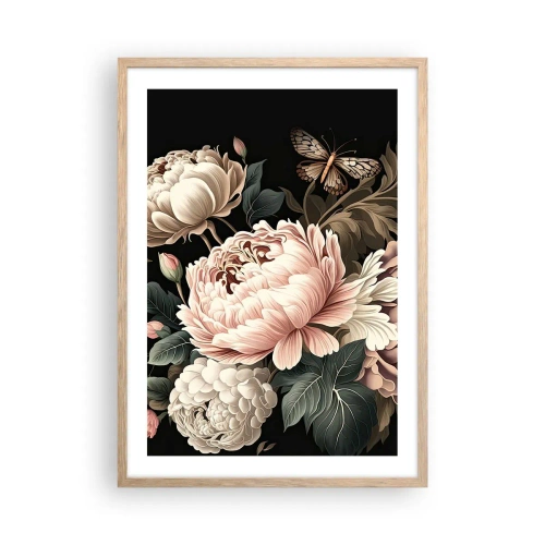 Plakat i ramme af lyst egetræ - I barok stil - 50x70 cm