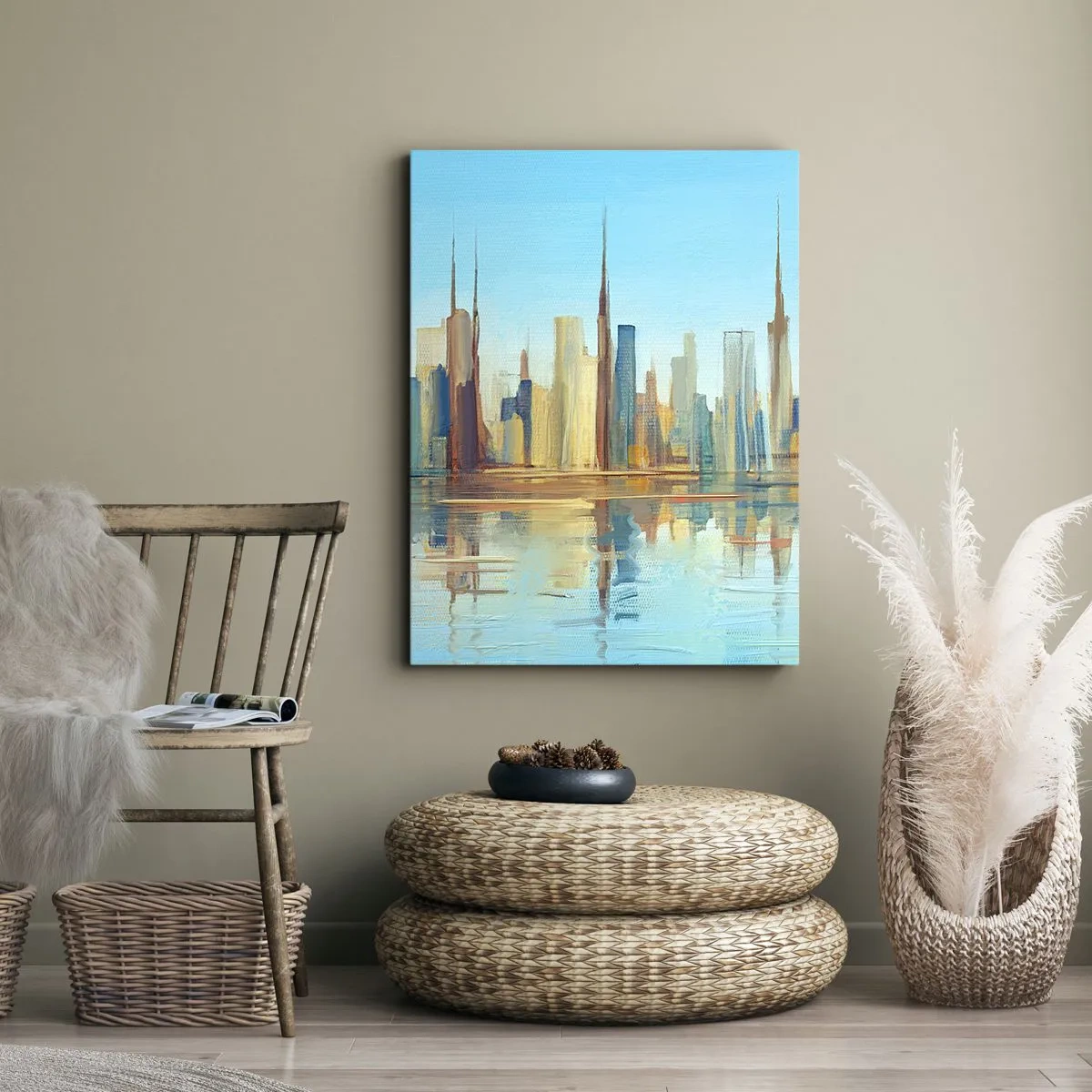 Lærredstryk - Billede på lærred - Solrig metropol - 70x100 cm