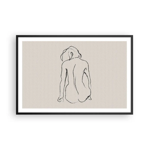 Plakat i sort ramme - Nøgen pige - 91x61 cm
