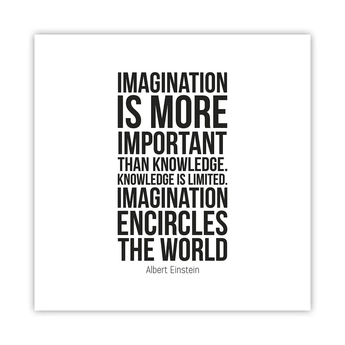 Plakat - Einstein om fantasiens kraft - 50x50 cm