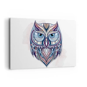 Lærredstryk - Billede på lærred - Kunstnerisk ornamental ugle - 120x80 cm