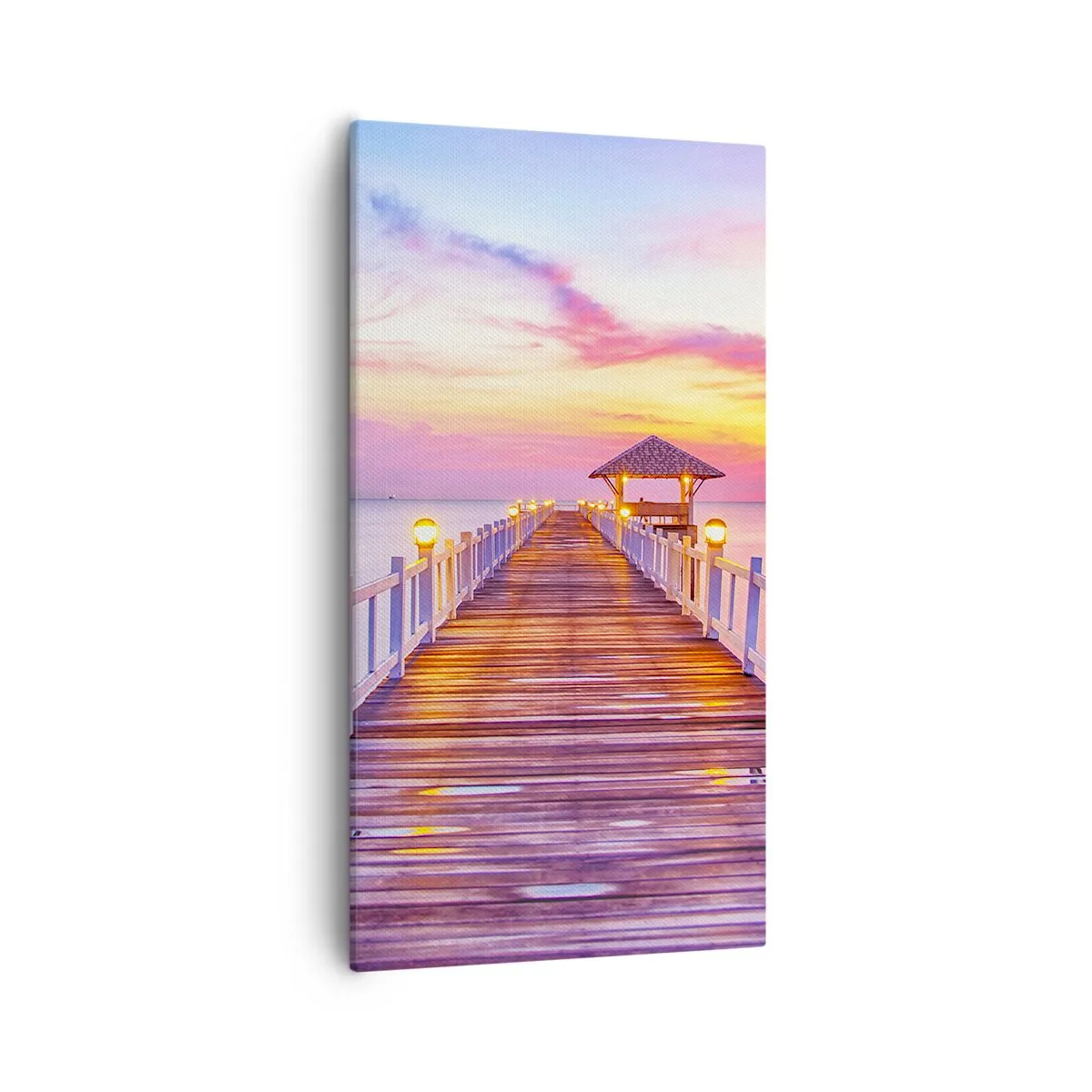 Lærredstryk - Billede på lærred - Lilagylden stilhed om aftenen - 55x100 cm