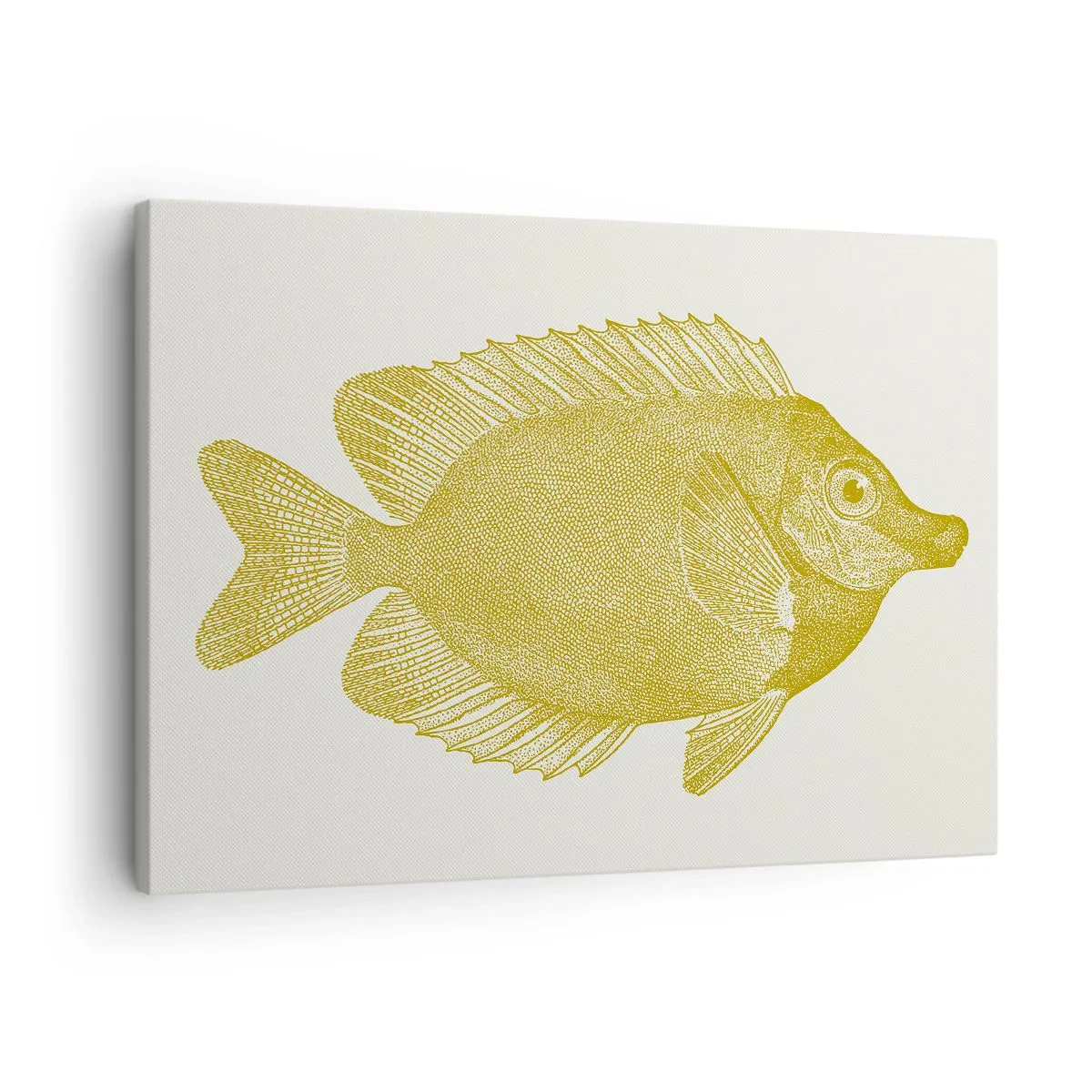 Lærredstryk - Billede på lærred - Vintage guldfisk på en lys baggrund - 70x50cm - Fisk og det er det - Moderne vægdekoration til stue og soveværelse ARTTOR