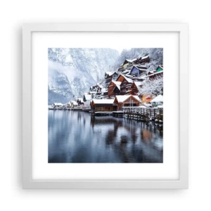 Plakat i hvid ramme - I en vinterdekoration - 30x30 cm