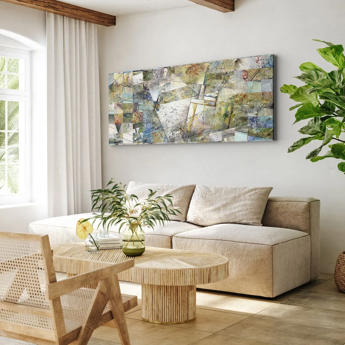 Lærredstryk - Billede på lærred - Geometrisk ommøblering - 100x40 cm