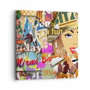 Lærredstryk - Billede på lærred - Tilbageblikke på ferien - 40x40 cm