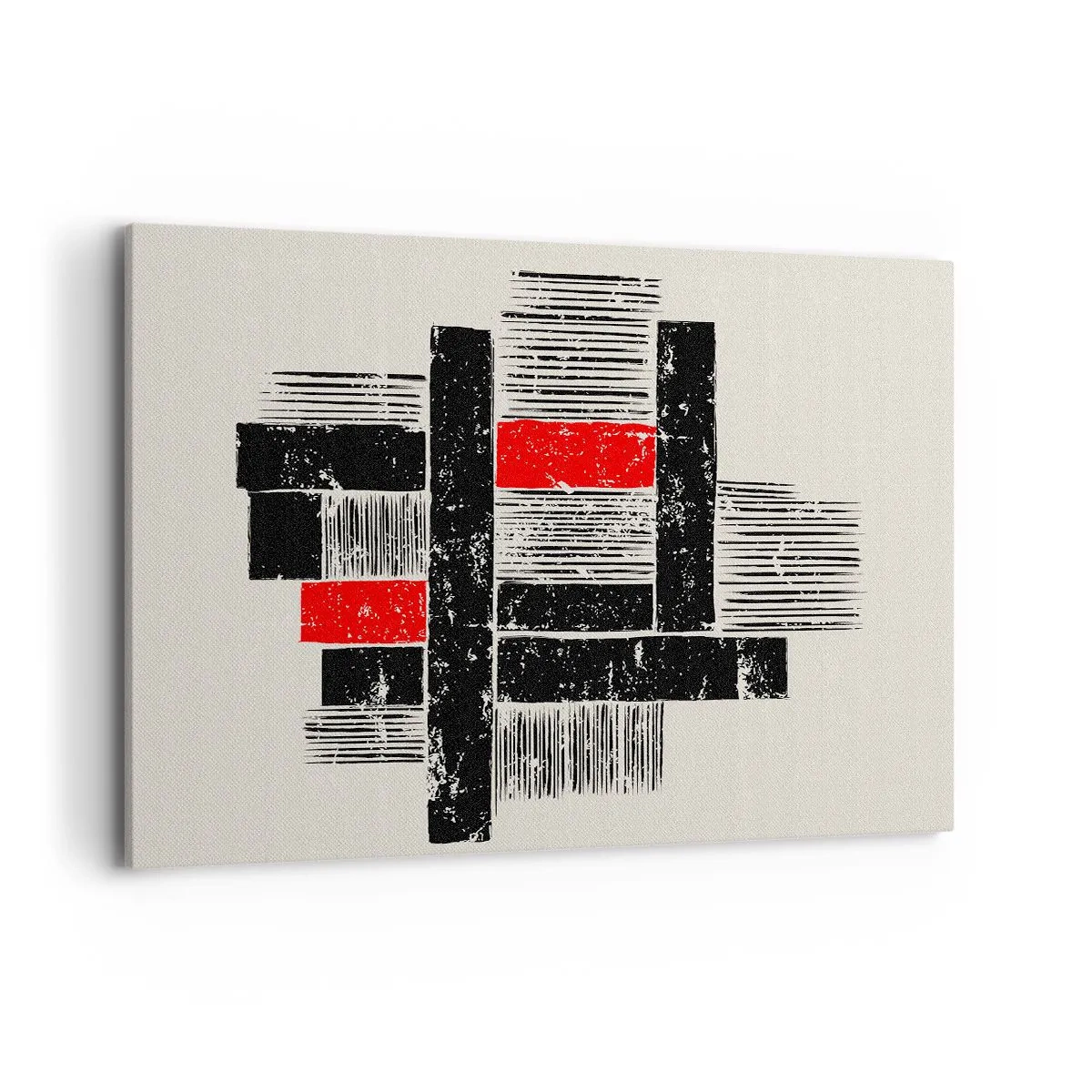 Lærredstryk - Billede på lærred - Rødt og sort - 100x70 cm