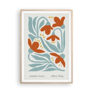 Plakat i ramme af lyst egetræ - Mod jorden, mod solen - 70x100 cm