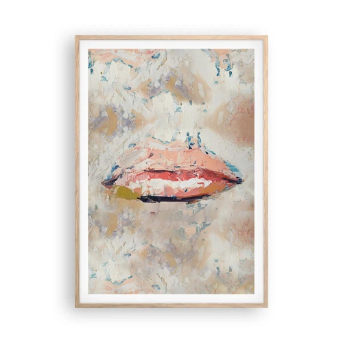 Plakat i ramme af lyst egetræ - Vækker sanserne - 70x100 cm