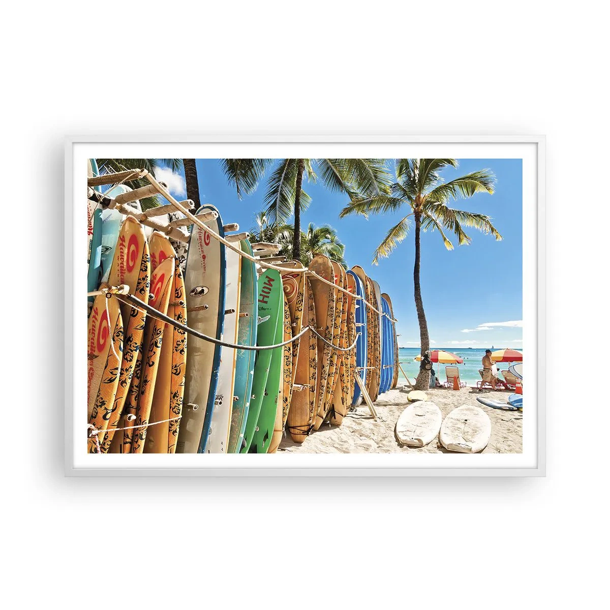 Plakat i hvid ramme - Solrig sjov - 100x70 cm