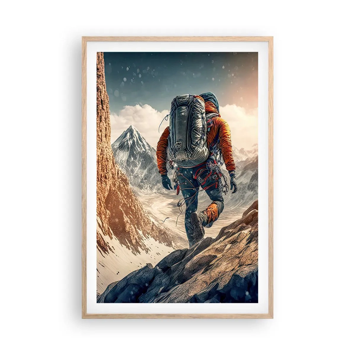 Plakat i ramme af lyst egetræ - Ensom kriger - 61x91 cm