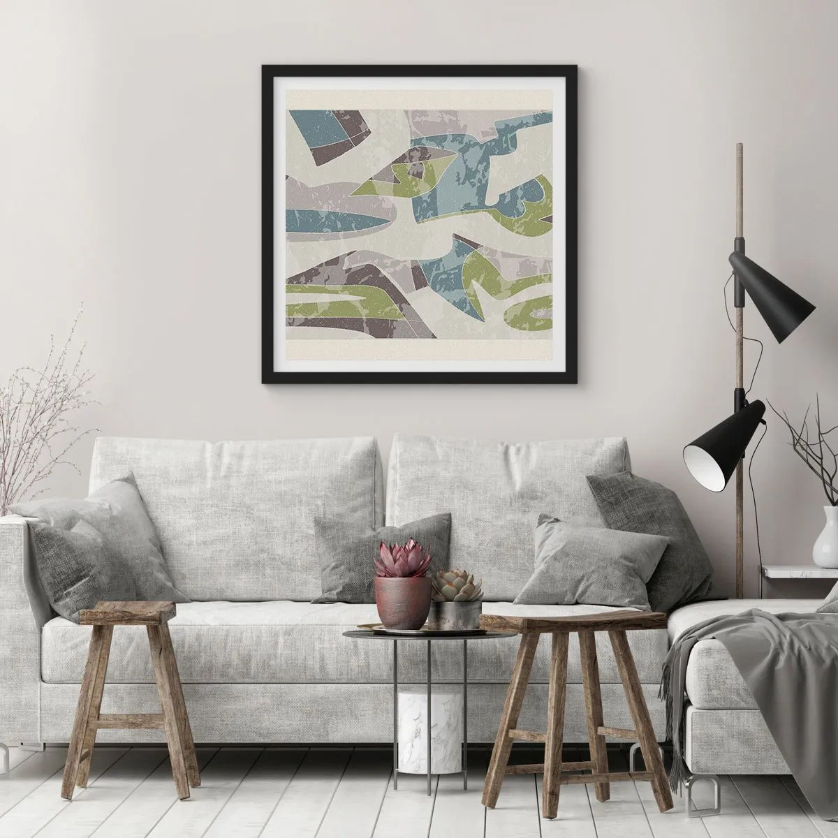 Plakat i sort ramme - Komposition bag glas - 30x30 cm