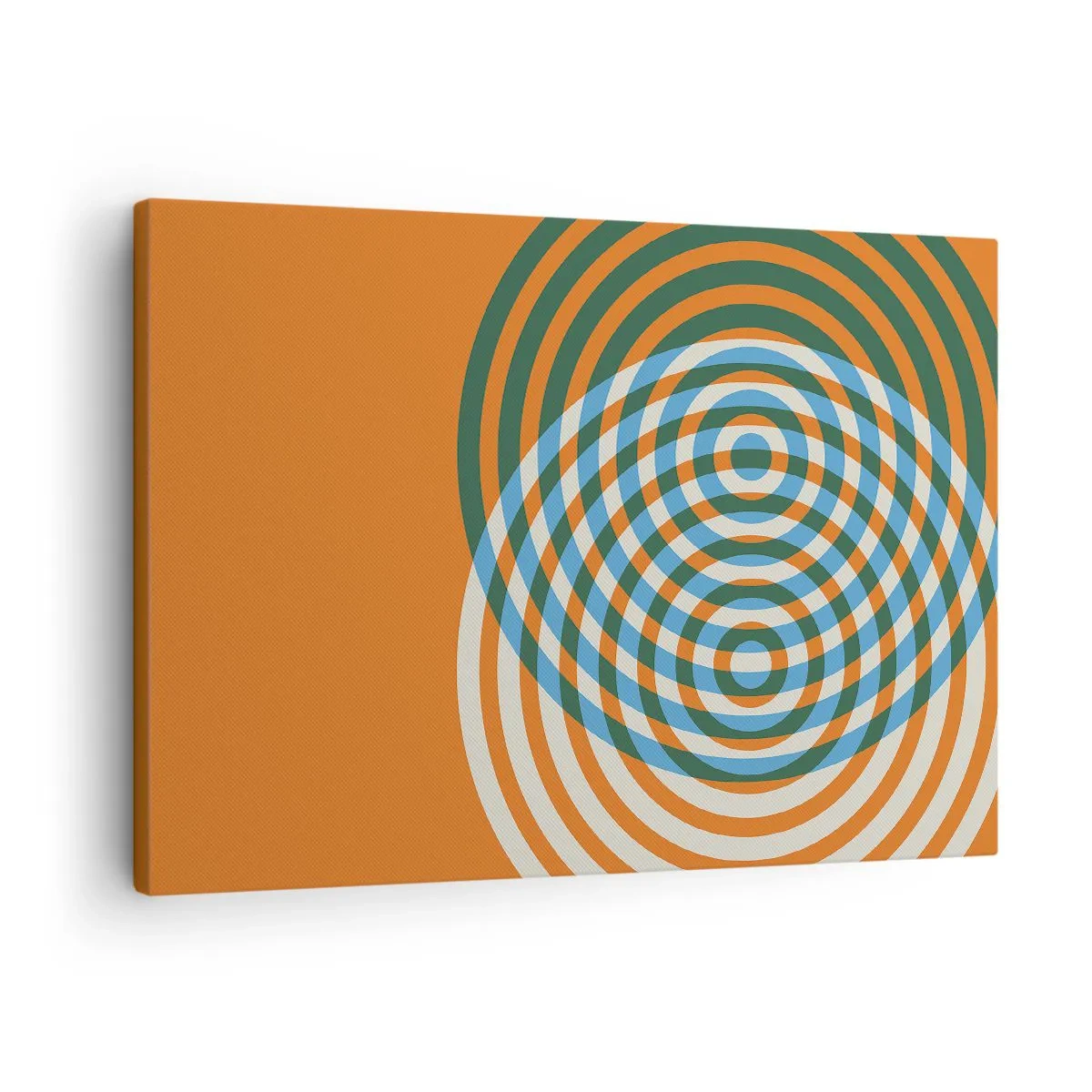 Lærredstryk - Billede på lærred - Koncentriske cirkler på en orange baggrund - 70x50cm - Abstrakt cirkulær variation - Moderne vægdekoration til stue og soveværelse ARTTOR