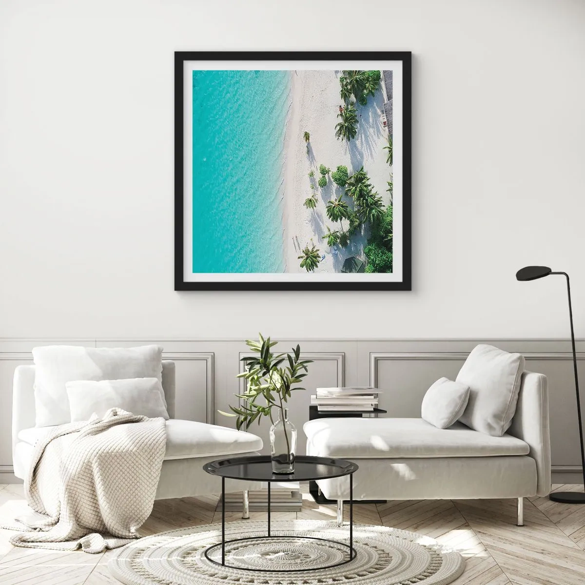 Plakat i sort ramme - Ferie i paradis - 30x30 cm