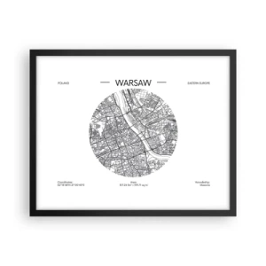 Plakat i sort ramme - Warszawas anatomi - 50x40 cm