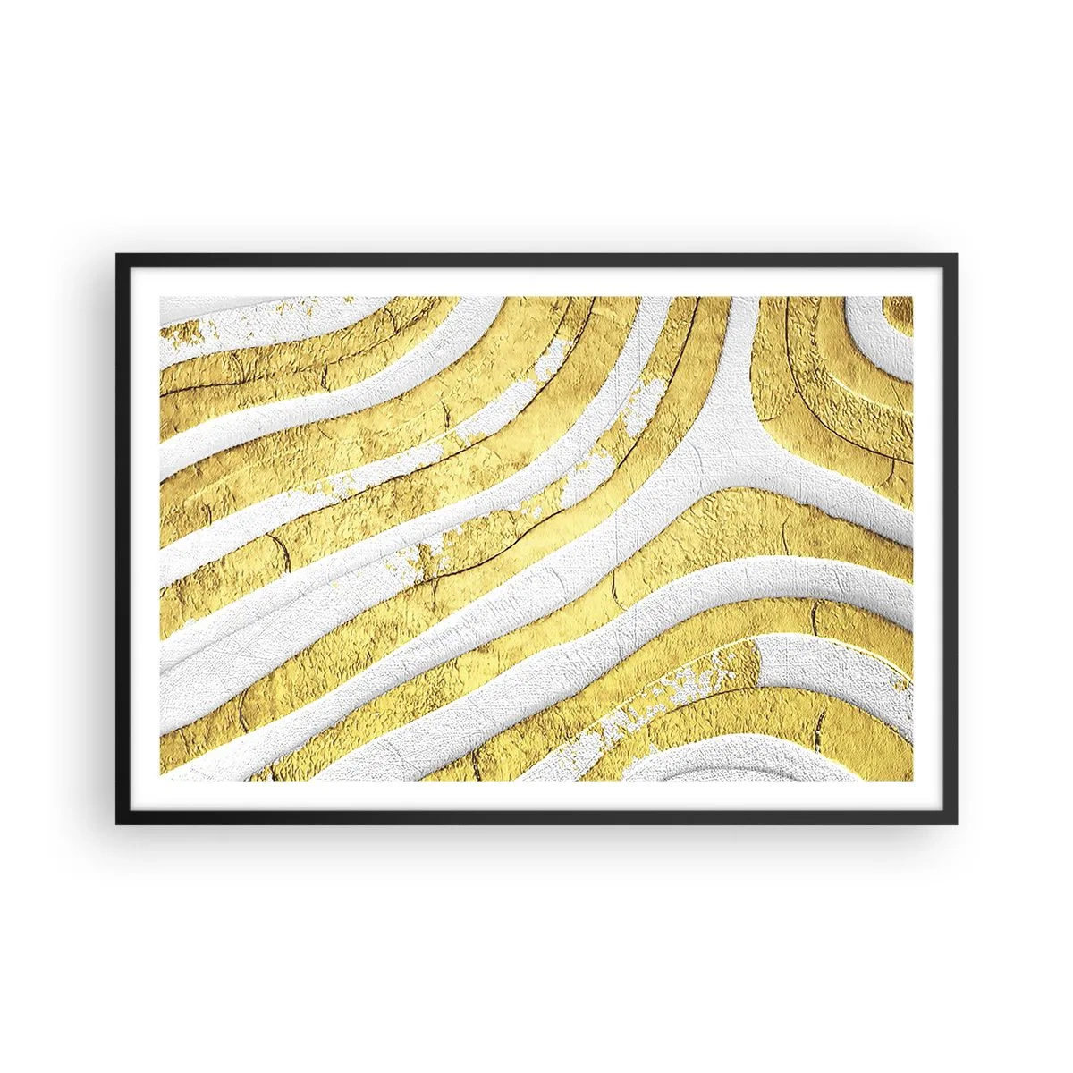 Plakat i sort ramme - Sammensætning i hvidt og guld - 91x61 cm