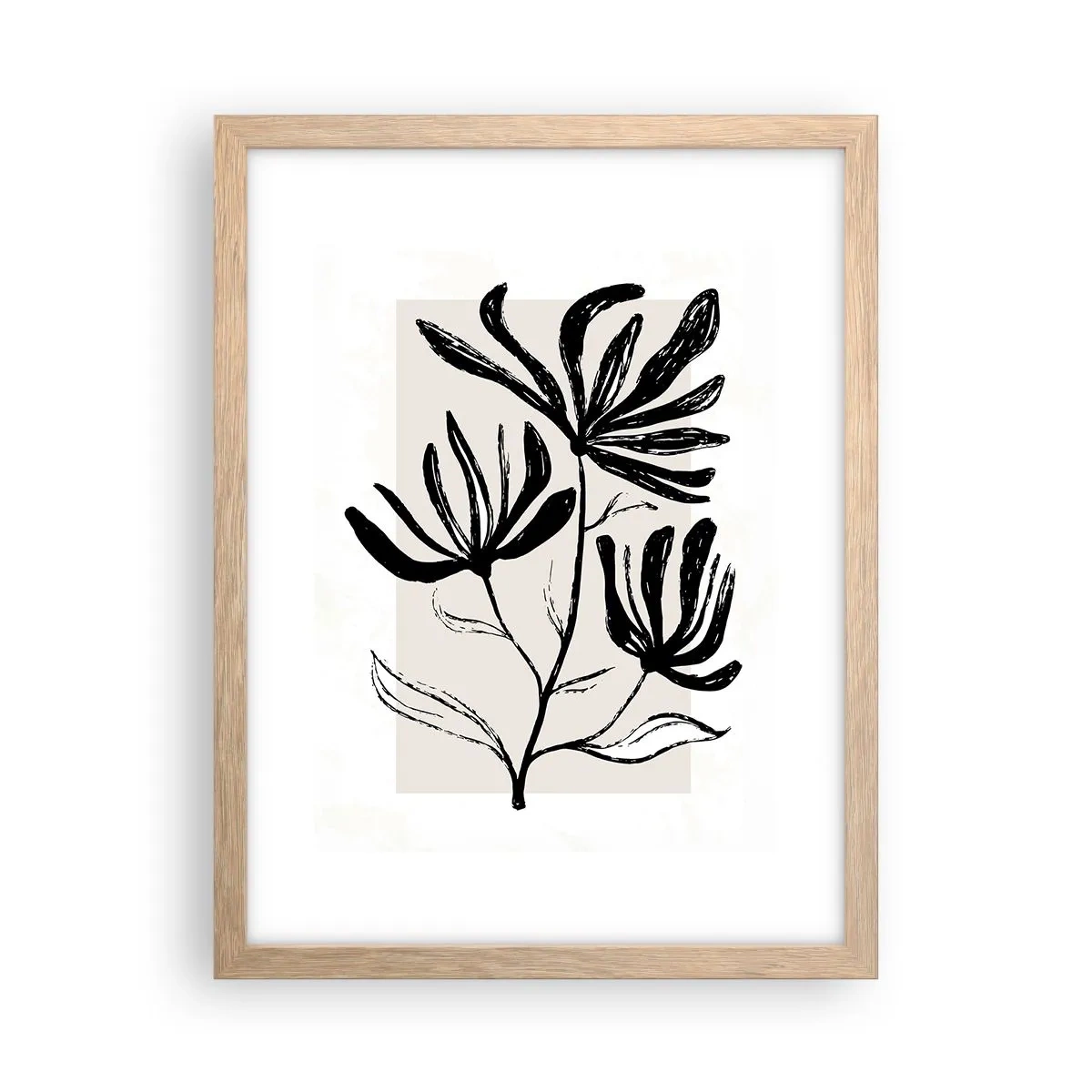 Plakat i ramme af lyst egetræ - Skitse til et herbarium - 30x40 cm